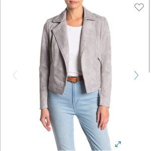 NEW WITH TAGS! Philosophy Faux Suede Moto Style Jacket // Large / Light Grey
